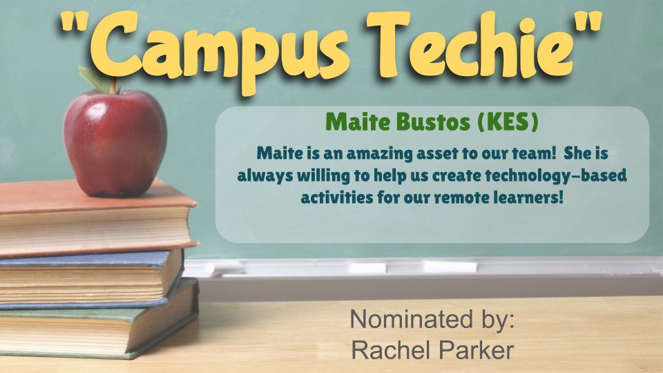 Tommyspall's tweet photo. Wow! Maite Bustos from @KrauseElem received 3 #CampusTechie nominations! Thanks, Maite for everything you do in @BrenhamISD!
@Pamela_Plagens @mfricke25 @blessedmom8500 #WholeLlamaLearning #CubProud #IChooseBrenham
I COULDN'T do my job w/o "Techie" educators helping out! https://t.co/4KeMF4ydck