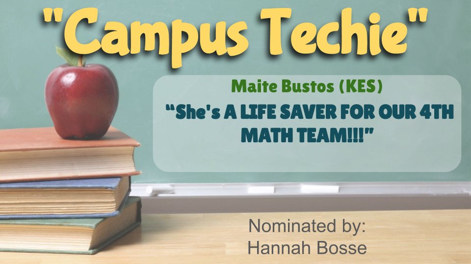 Tommyspall's tweet photo. Wow! Maite Bustos from @KrauseElem received 3 #CampusTechie nominations! Thanks, Maite for everything you do in @BrenhamISD!
@Pamela_Plagens @mfricke25 @blessedmom8500 #WholeLlamaLearning #CubProud #IChooseBrenham
I COULDN'T do my job w/o "Techie" educators helping out! https://t.co/4KeMF4ydck