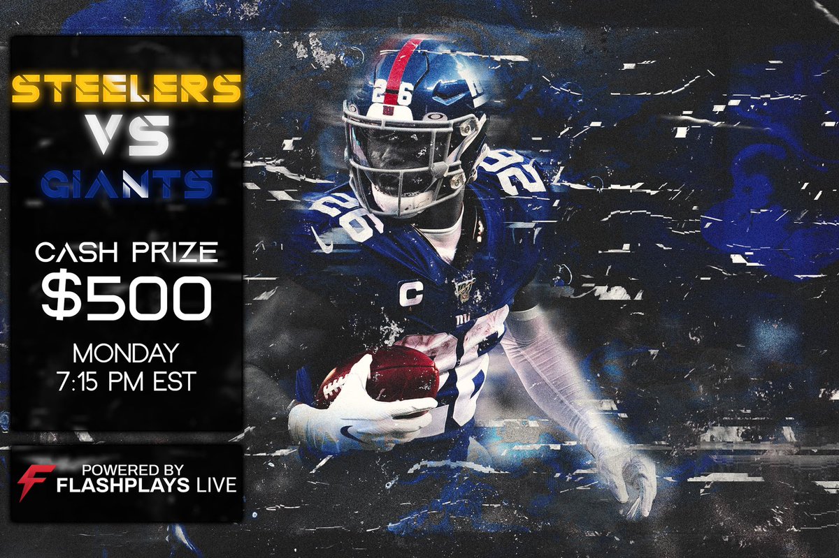 FlashPlaysLive's tweet photo. ⚡️Monday Night Football is HERE⚡️ Play FlashPlays tonight during #MNF for a chance at $500! Make sure to join jackpots and invite friends to play for more chances to win! #FlashPlays #PITvsNYG 🏈 https://t.co/moTdNg422V