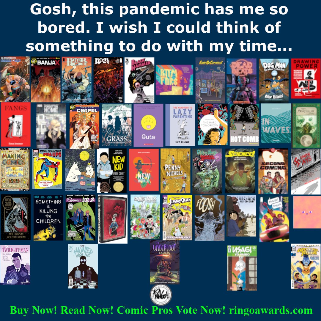 ringoawards's tweet photo. Amazing works from @AbramsComicArts @AhoyComicMags @AndrewsMcMeel @Archaia @AWaveBlueWorld #BedsidePress @boomstudios @coinopcarnival @campanaart1 @ActionLabDanger @DarkHorseComics @DCComics @DandQ @fantagraphics @GraphixBooks /@Scholastic @HarperCollins @humanoidsinc https://t.co/Od0lungEcH