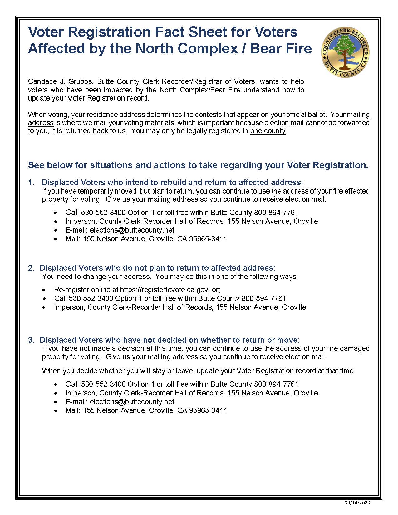 Butte County Clerk-Recorder on Twitter: "Important information for fire  survivors. #NorthComplex #BearFire #ButteStrong https://t.co/v4YGLTwfO5" /  Twitter