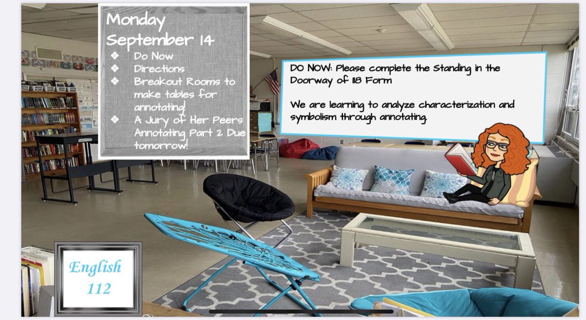 Hrotte5's tweet photo. Finding my groove creating an online classroom that feels like our in person classroom. Excited with the potential...now on to creating a bookshelf! https://t.co/td40pgktlC