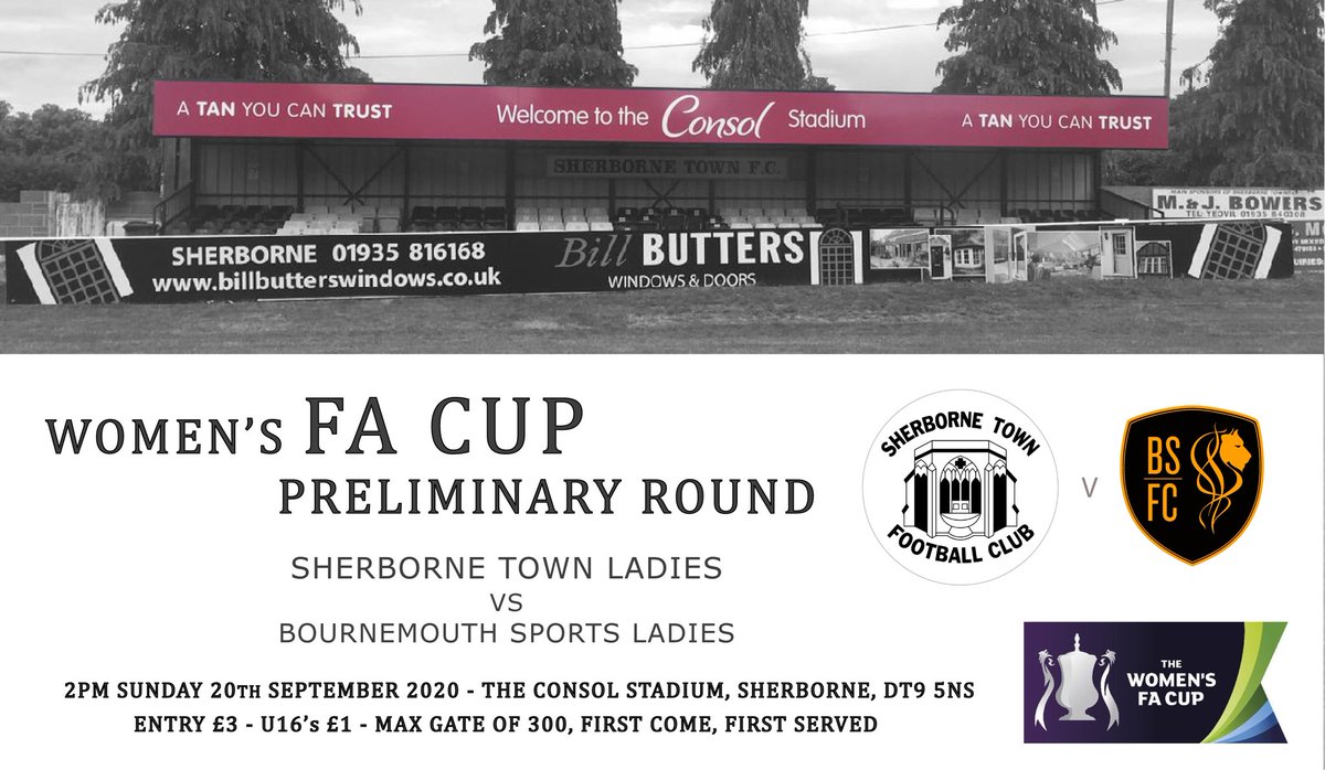 SherborneLFC's tweet photo. First Team | Patrick Brown’s side welcome Bournemouth Sports Ladies to the Consol Stadium this Sunday for the Preliminary round of the FA Cup! We know this will be a great game to watch &amp; the girls would love your support, so come and cheer the #Zebras on! 
☕️Tea Bar will be open https://t.co/nGcI2FTPco