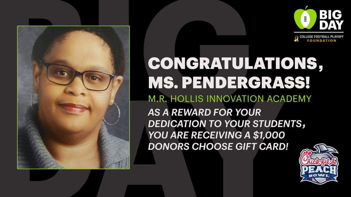 APSHollisCrew's tweet photo. SHOUT OUT!! 🎉💙💚 Our very own Ms. Pendergrass was just surprised with a $1,000 @DonorsChoose gift card in recognition for having the most funded DonorsChoose projects of anyone in APS! @apsupdate 

CONGRATULATIONS! 🎊 @SaPendergrass 
#BecomingTheNext https://t.co/hcYA7oi8p0
