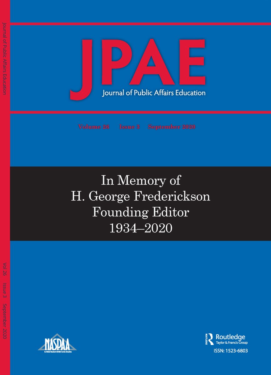 JPAEJournal's tweet photo. The new issue of JPAE is live. This issue is dedicated to the memory of our founding editor, H. George Frederickson. Our cover is in @KUSPAA colors in his honor. https://t.co/NgTOoaJTxi