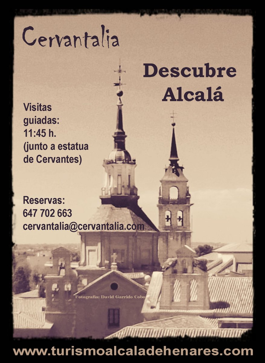 Cervantalia's tweet photo. VISITAS GUIADAS EN ALCALA DE HENARES
  
 La  visita  con  todo incluido más completa con todas las  medidas de seguridad

Punto de encuentro: Plaza de Cervantes (Junto estatua Miguel de Cervantes)
Horario: 11:45h  Es  necesario reserva  previa 
Máximo   10  personas  por  Grupo https://t.co/LcYvTECPrO