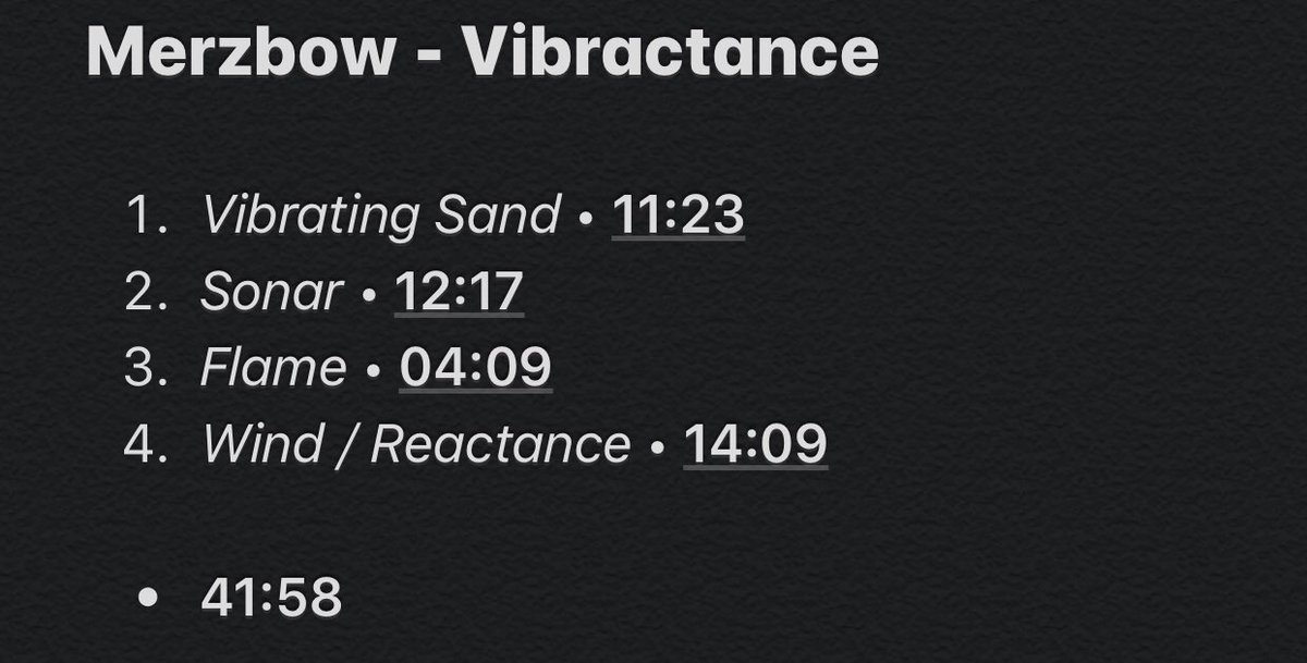 21/107: VibractanceThis album was more like an Ambient / Drone record than a Harsh Noise record. The second track (Sonar) destroyed my ears (in a bad way) because there were a really high pitched noise who was really uncomfortable (had to put the sound down lmao). Not for me.