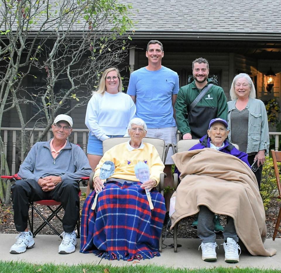 Ashland_Univ's tweet photo. We kicked off 100 years of AU football Friday with a well-deserved parade past the home of HOF Coach Fred Martinelli and his wife Ruth! https://t.co/wxbRVUYzLX