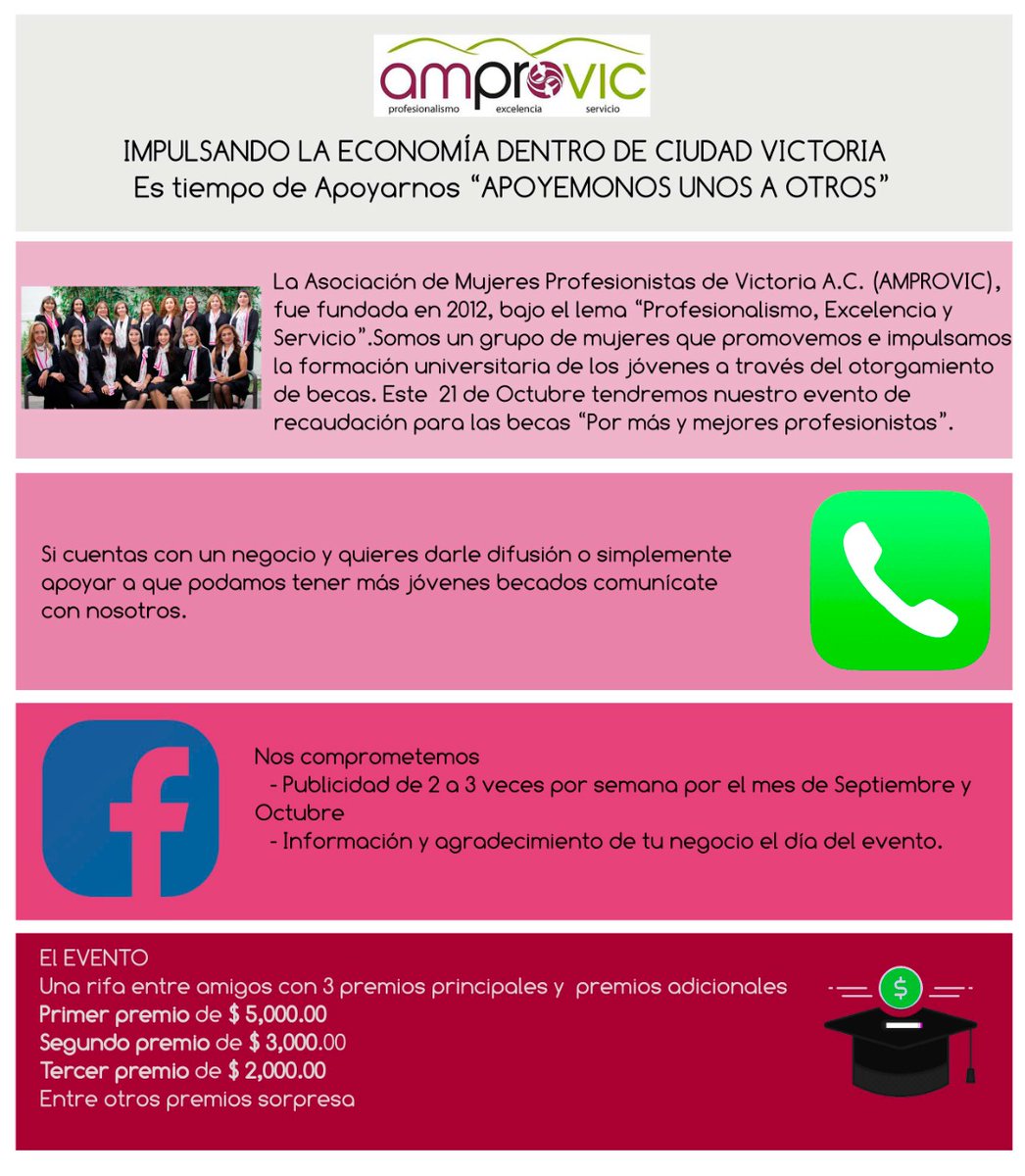 amprovic1's tweet photo. Si cuentas con un negocio y quieres darle difusión, @amprovic1 te invita a apoyar en la recaudación de becas “Por más y mejores profesionistas”. Nos comprometemos a dar publicidad a tu negocio.
APOYEMOS A JÓVENES A TRAVÉS DEL OTORGAMIENTO DE BECAS.
#Tamaulipas #AMPROVIC https://t.co/vvxP9ZG1qs