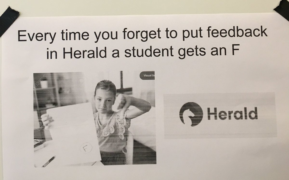 "Every time you forget to put feedback in Herald a students gets an F".   <a href="/JeppssonB/">Ludvig B. Jeppsson</a>  - This poster made our day! Thanks for reminding your colleagues at <a href="/Matteappen/">Matteappen</a>  that customer feedback is key!