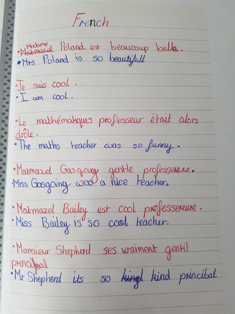 When a Year 7 student runs to you in the morning saying "Madame",I've done some extra French work last night and you read some lovely sentences (ignore the errors ) about teachers at school, it makes you realise why you love teaching and working at #theWellsAcademy