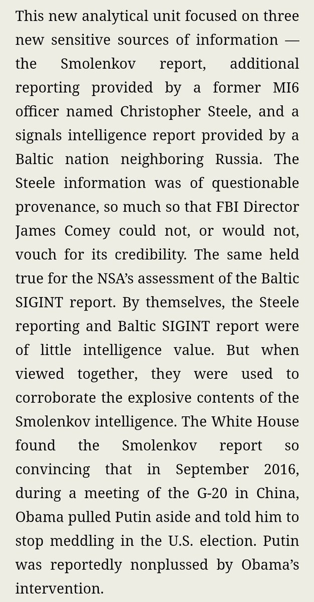 9/  @RealScottRitter believes the focus of the fusion cell was Oleg Smolenkov's report, the Steele Dossier, and a Baltic SIGINT report, which the April timeframe would suggest to be the Manafort/Kilimnik/Boyarkin communications.  https://consortiumnews.com/2019/09/14/the-spy-who-walked-away/