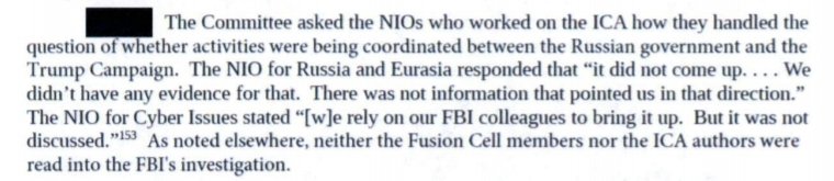 13/ Btw, the fusion cell is mentioned once unredacted in the five volumes of SSCI reports. They claim that neither the fusion cell members nor the ICA authors were read into Crossfire Hurricane, this would eliminate Moffa as a member of the cell, but SIA Dennis Thrasher could be.