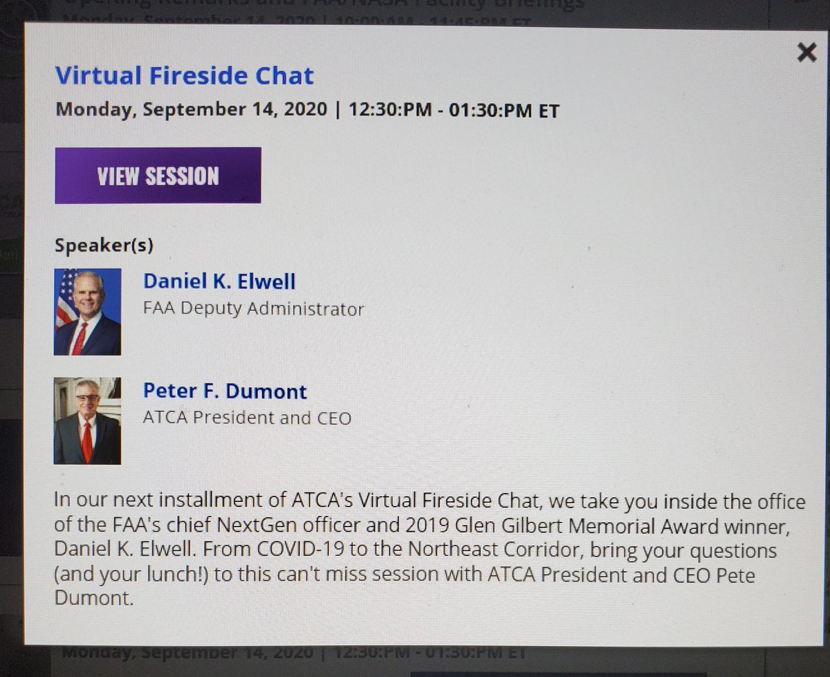 JMA_Solutions's tweet photo. Today's #ACY20 session highlight of the day included @FAANews' Deputy Administrator, Daniel Elwell, and @ATCA_now's President and CEO, Peter Dumont's, Virtual Fireside Chat! Our team at @JMA_Solutions thanks you both for your continuous contributions to the Air Traffic community! https://t.co/NxLsQwKZsS