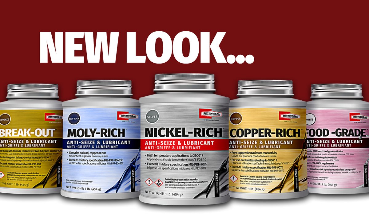 RectorSeal's tweet photo. #HapppyMonday our Anti-seize plumbing products have a new look, but the same superior quality. Learn more about them here >>> https://t.co/joBfJD5ZUZ <<<. #PlumbingSolutions #PlumberNation #PlumbingProud #PlumbingLife https://t.co/RrP8aNhnwe