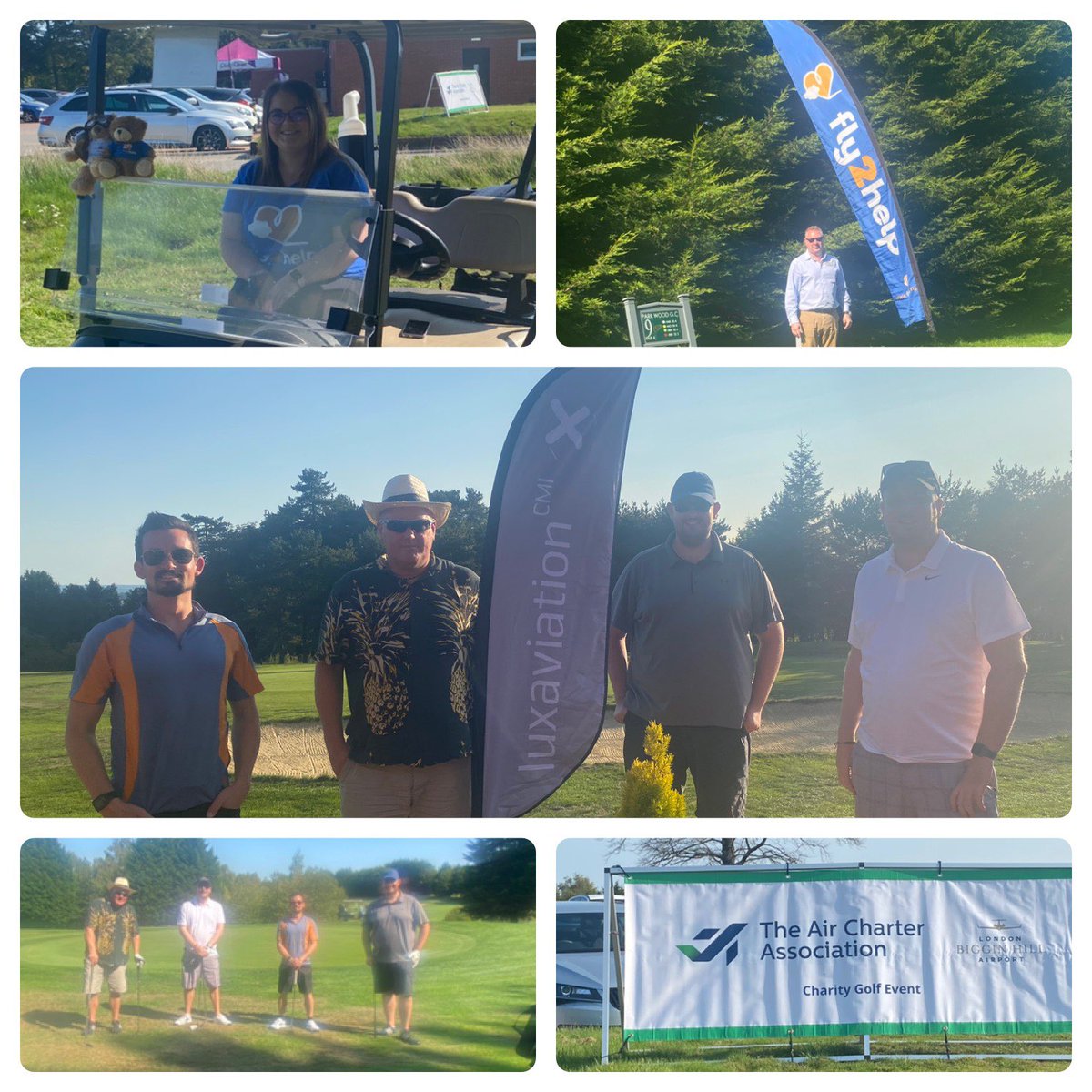 theaircharter's tweet photo. Wonderful day of socially distanced #golf supporting the fantastic @fly2help with @LBH_Airport - thanks to @Luxaviation @euro_jet @SignatureFBO #RAS @zenithavuk #VIPaviation @SovereignBizJet @bombardierjets @SpitfireBigginH @theParkWoodGolf raffle prize donors and players! https://t.co/lRzzfvcYU1