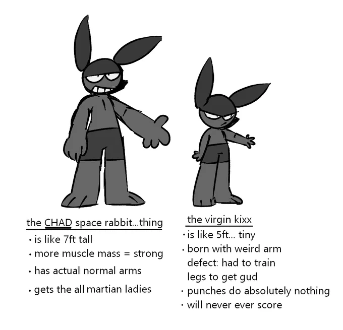 quick rundown of differences between kixx and the average joe of his race 