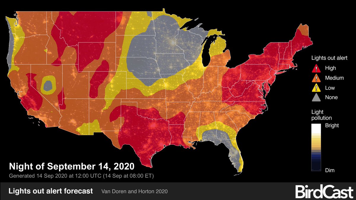 JustinWeather's tweet photo. Should anything surprise us anymore 2020?
Night of 4.1 million birds over Maryland. 😳
Mass bird migration expected tonight. Experts asking to keep lights off. I wonder how the smoke aloft will affect them. 
https://t.co/aMz0pMpA9Z https://t.co/9ubZtANUMt