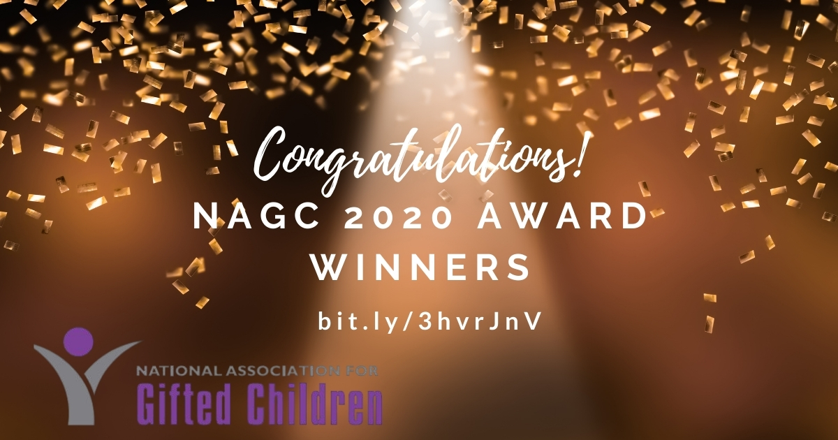 NAGCGIFTED's tweet photo. Kudos to the 2020 NAGC Award recipients! We'll honor these outstanding leaders &amp; their contributions in serving #giftedminds @ the virtual Celebration of Excellence during 67th Annual Convention Reimagined! 11/12-17! https://t.co/JiOQSChqjB #nagc20 #gifted #gifteded #gtchat https://t.co/SGVXDmKgjR