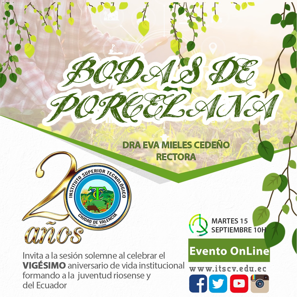 IST7deOctubre's tweet image. 📌Invitación a la Sesión Solemne Virtual por los veinte años de vida institucional nuestro instituto hermano el Instituto Superior Tecnológico Ciudad de Valencia.🙋🙋‍♀️