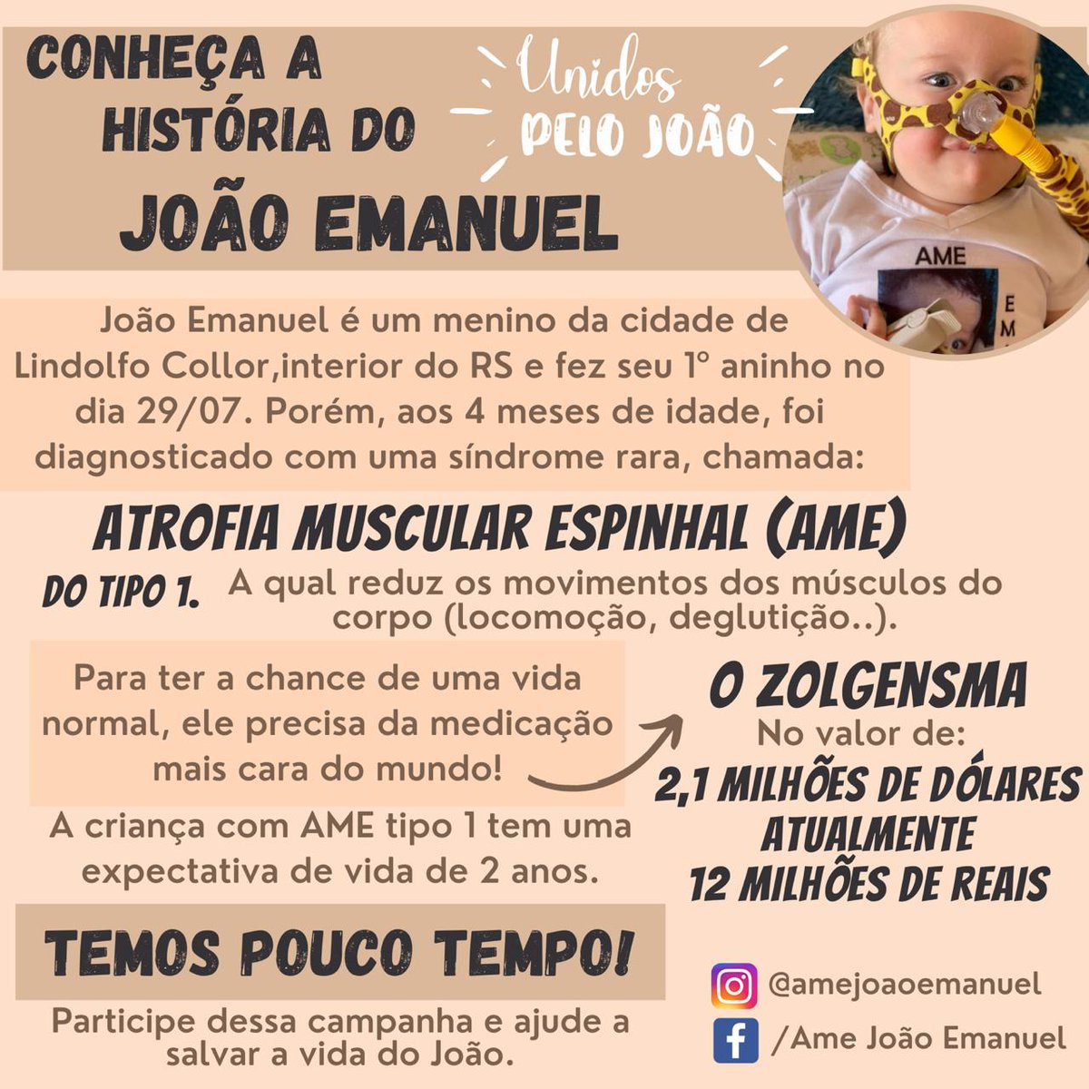 amejoaoemanuel's tweet photo. #ameunidospelojoao #ametipo1 #gratidao #empatia #amor #doe #vida #ajuda #crianças #atrofiamuscularespinhal #ame #amejoao #nossojoao #todospelojoao #spinraza #vida #nusinersena #zolgensmaparajoao #liveparacriançasame POR FAVOR, FAÇAM UMA LIVE PARA CRIANÇAS COM AME! 🙏❤️ https://t.co/ba0LSbrhhm