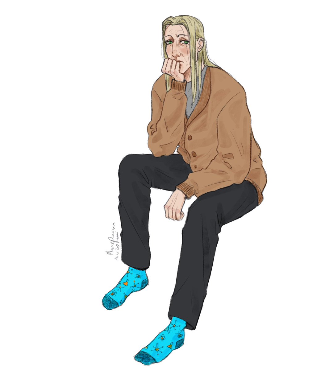 marzipanladyart's tweet photo. Even and his colorful socks and The Brown Sweater that is older than time itself
.
I did three drawings today and certain part of my body hurts like hell, goodnight https://t.co/mTRgflyWyi