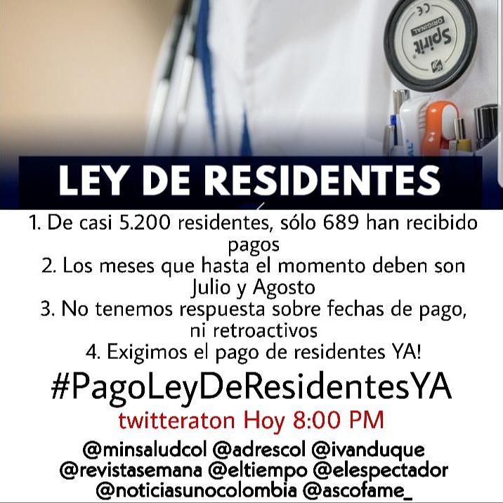 Natyjaramillo86's tweet photo. #PagoLeyDeResidentesYA #PagoLeyDeResidentesYA De casi 5.200 residentes, solo 689 han recibido pago. Los residentes siguen esperando su pago señores @AdresCol @MinSaludCol @ASCOFAME_ @IvanDuque @Citytv @ELTIEMPO @elespectador @NoticiasUno @RevistaSemana #blueradio #AlAire https://t.co/fUixwYvH9P