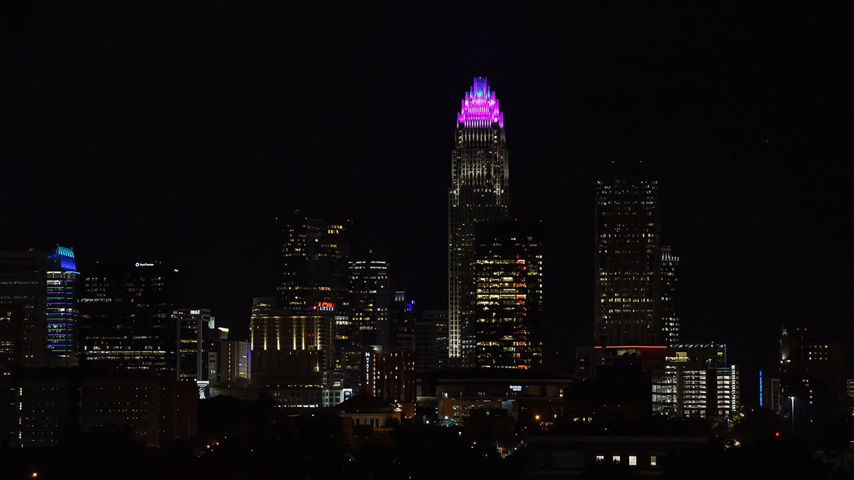 Tomorrow kicks off #HispanicHeritageMonth and we are celebrating the generations of Hispanic-Latino Americans who have made remarkable contributions to our company, communities and Nation. Our BofA Tower in #CLT is lit purple and teal to honor.
