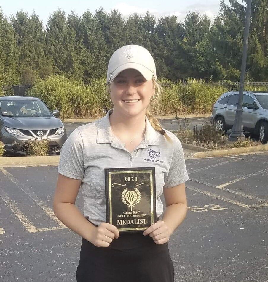 mchswolvesgolf's tweet photo. Congrats to senior Lia Thomas, who defended her DAC Tournament Individual title on Monday at Sand Creek Country Club, carding a 76. It is her 4th individual tournament title of the season. The Wolves posted a 386 and finished 3rd behind team champion Crown Point and Lake Central. https://t.co/oGyykhZkLo
