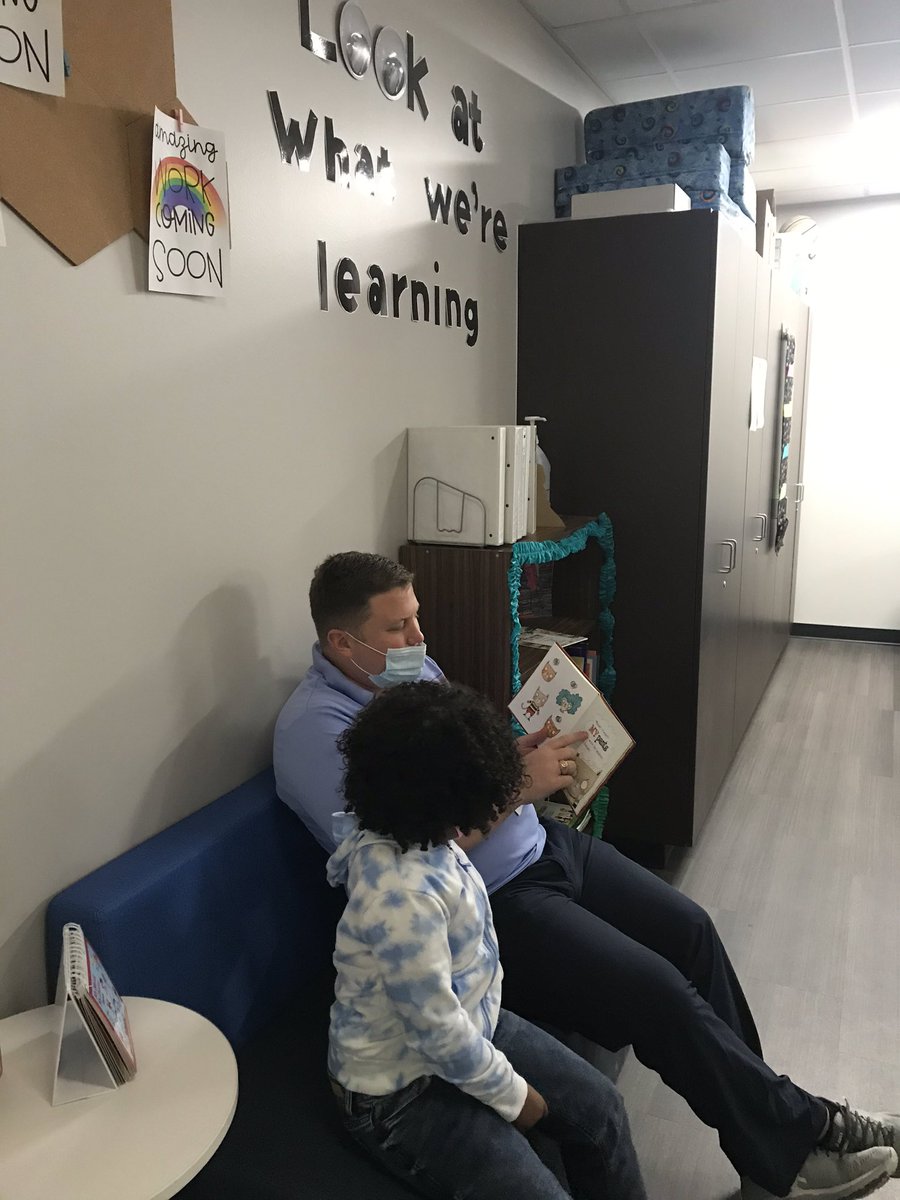 MsVardell's tweet photo. Far less time to tweet these days being back F2F. But caught this awesome moment last week that I had to share! @billgattus taking the time to read to one of @dmf1221 sweet kiddos! We sure do love having them back at school. @BSE_Bobcats1 #risdwevegotthis https://t.co/9uTzE1a9pL