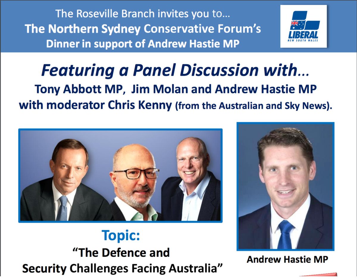 Liberal Party Roseville Branch head George Szabo, of poll-flipping fame, promoted events with special guests including:Peta CredlinChris Kenny (surprise!)Mark LathamCory BernardiRowan DeanSurprised these names from the bottom of the  #auspol barrel are linked to Szabo?