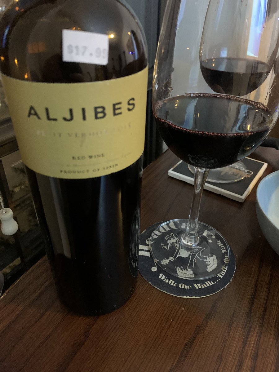 SommelYAY's tweet photo. If you don’t drink Petit Verdot you really need to start!! Typically I strive for Jumilla, Spain version (which you should too!) BUT this 2015 Aljibes Petit V from Albacete is outstanding!Mashed blueberries &amp; violets, vanilla &amp; cedar wood.  $17.99 is a steal! https://t.co/mawgpHP8F3