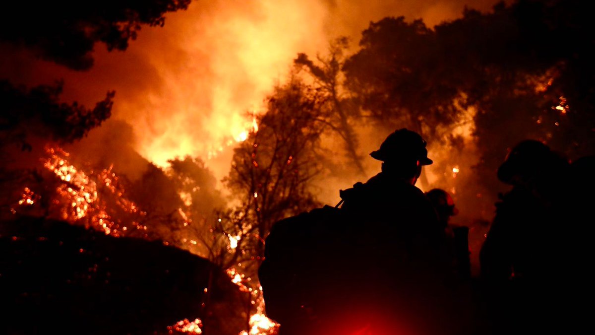 
Firefighters battle the wildfire in Arcadia, California, Sept. 13, 2020. Courtesy of Xinhua. 