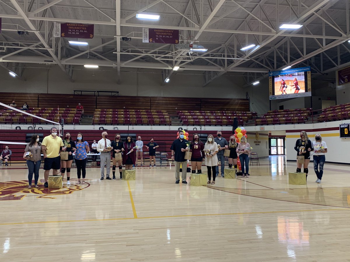 AmyIrwinBC's tweet photo. Congratulations to our Trojanette seniors recognized at Volleyball Senior Night! Good luck this season and so happy to see you back on the court representing BC! #WeAreBC #RelaunchBC @BCSports https://t.co/jQlo2VKx0M