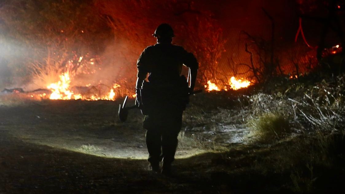 
Firefighters battle the wildfire in Arcadia, California, Sept. 13, 2020. Courtesy of Xinhua. 