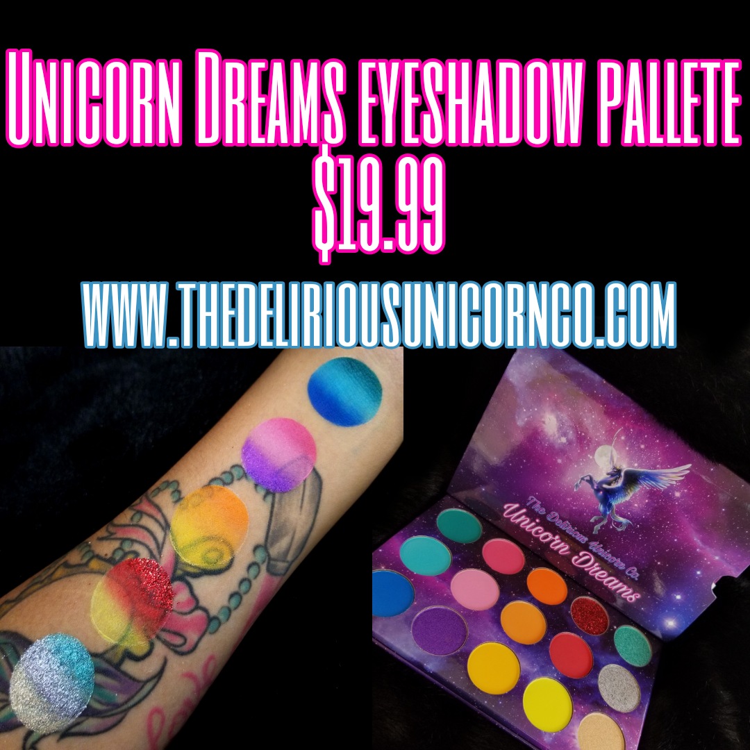 TheDeliriousCo's tweet photo. Spooky steal deals👻🎃🕷
Grab your Unicorn  Dreams eyeshadow pallete for $19.99🦄💕This deal ends September 25 at midnight 🌕
https://t.co/DFbiSJgBSl https://t.co/basMph3qOT
