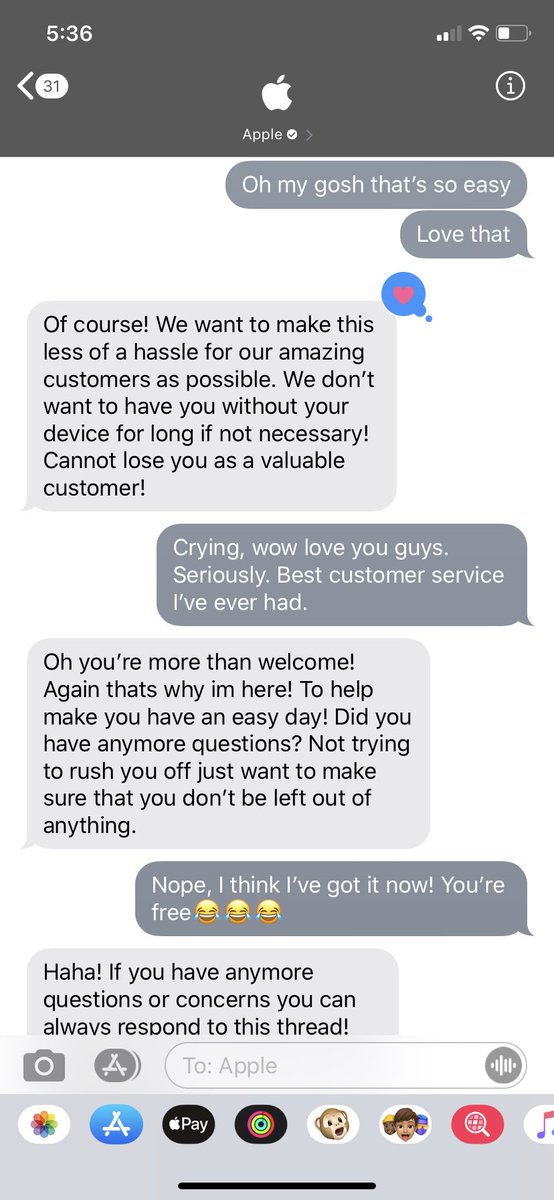 kronchshell's tweet photo. @AppleSupport please give this person a raise and their very own cake and maybe a nice bottle of champagne okay i’m actually crying https://t.co/MtqmqXZ2jU