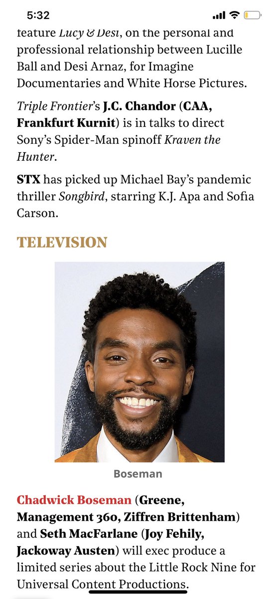 penelopejag's tweet photo. @THR this is the second week of reading your listing under “Deals” that @chadwickboseman is exec producing a new series. It’s beyond tasteless and incredibly insensitive. It needs to be removed immediately. Please I beg you.  #ChadwickBoseman #ChadwickForever https://t.co/LBnnaXyuGG