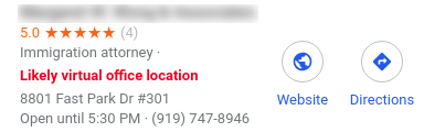 zchtodd's tweet photo. Seems like spammy GMB listings are seeing an uptick lately. I built a Chrome extension that finds virtual offices and other address issues directly on Google maps. If you'd like to try it out, it's a free tool.
https://t.co/jbb7TKHe5j https://t.co/qgP9ogTMoZ