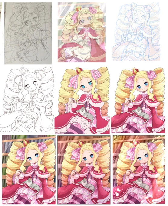 this is the process work for made the print
im blessed with the CSP pencils (in special for the books are safe a lot time)
normally my first ideas i made in pencil test, and pc i correct the details, ad the color ase, start to shadows, and the final effects 