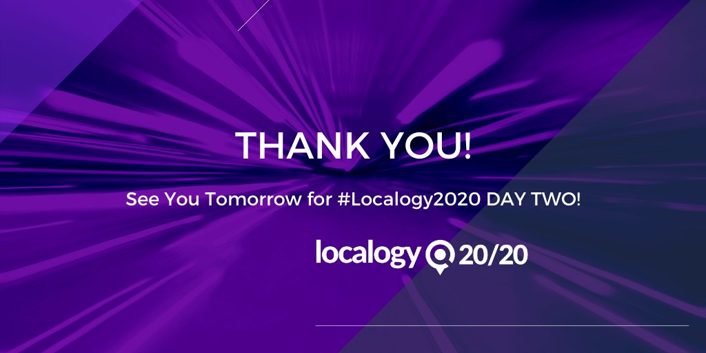 think_localogy's tweet photo. WOW! What a GREAT first day of #Localogy2020!

So great hearing from all our speakers! Looking forward to hearing from @HomeAdvisor, @MeetSOCi, @Foursquare, @Snapchat and more in the sessions of day two!

https://t.co/erfoPya4ul https://t.co/i0zYpMIC6A
