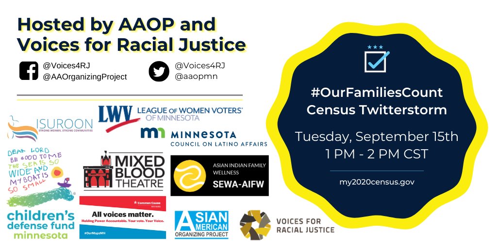 aaopmn's tweet photo. Thanks for joining us, @Voices4RJ, and cohosts: @WomensMarchMN, @Isuroon, @LWVMinnesota, @commoncausemn, @MINNCLA, @cdfmn, @mixed_blood, @sewaaifwmn, @CAPMnews  today on why the #2020Census is so important to our communities! #OurFamiliesCount https://t.co/5IkomJtzcZ
