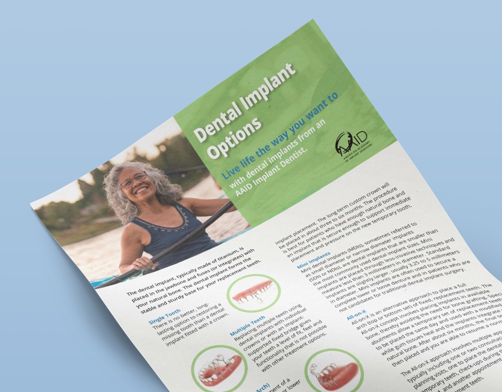AAID_LifeSmiles's tweet photo. If you're considering #dentalimplants, do you know your options? Download our brochure to understand the different types of implants, types of treatment, and the value of turning to an AAID dentist for help: https://t.co/HXfxBLsbN7 #dentalimplantawarenessmonth #DIAM2020 https://t.co/9axrbiUxYn