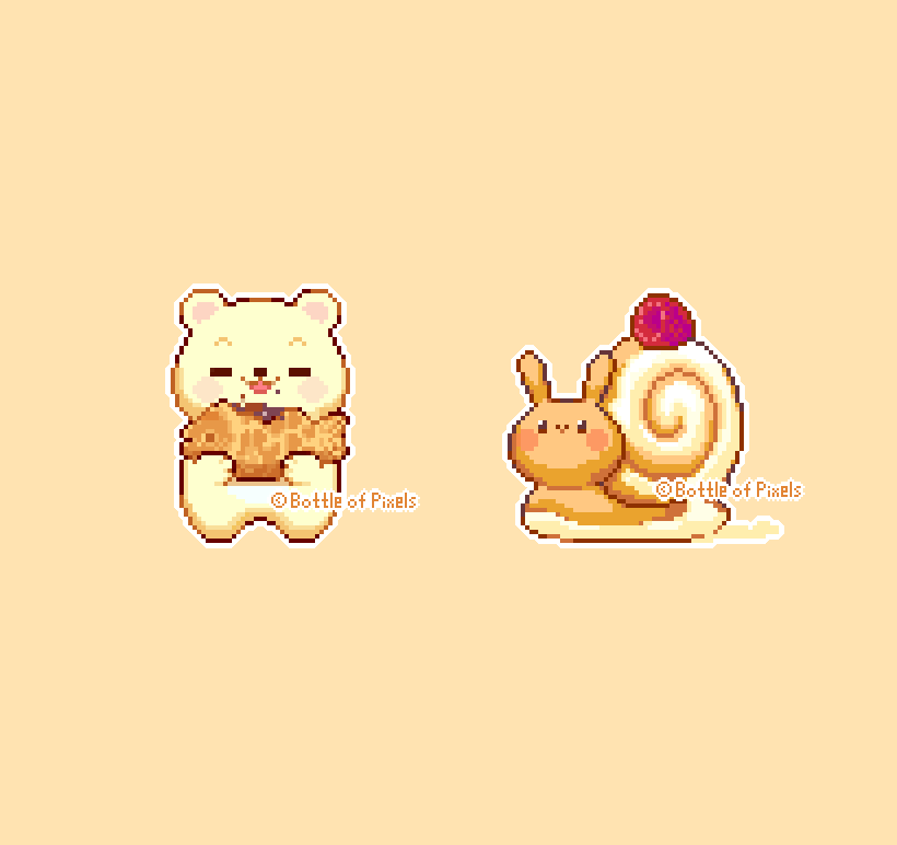 BottleOfPixels's tweet photo. Taiyaki Bear and Cinnasnail💕

#pixelart #taiyaki #cinnamonroll #bear #snail https://t.co/eDHlVplRGY