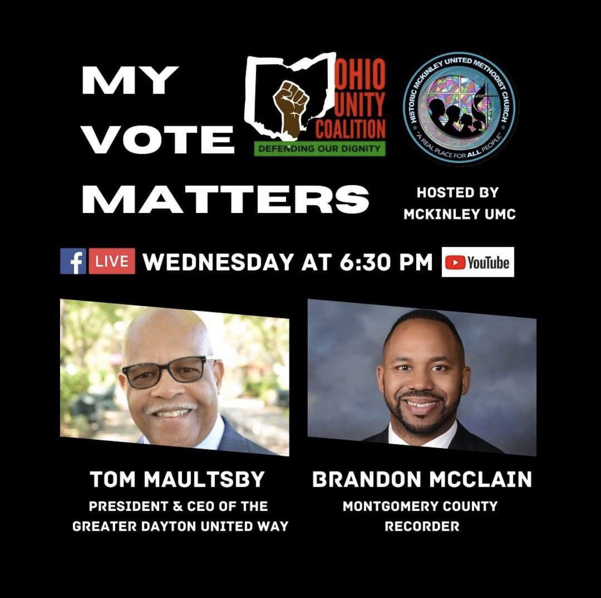 Election Day is in 50 days. We must GOTV. When we don’t vote, we are forgetting the past... ignoring the present and giving away the future. Tune in to hear @DaytonUnitedWay President Tom Maultsby and I discuss why your vote matters. @OhioUnity