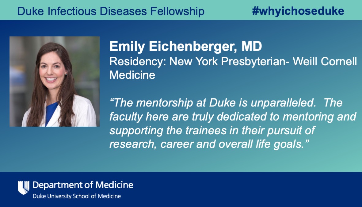 Emily is one of our #NIAID #T32 Transplant ID fellows and is also enhancing her research skills through the @CRTP_DukeSOM! We take up to 3 Transplant ID fellows annually, for 1- and 3-yr training positions. #IDtwitter #WomenInMedicine #WhyIChoseDuke #TxID