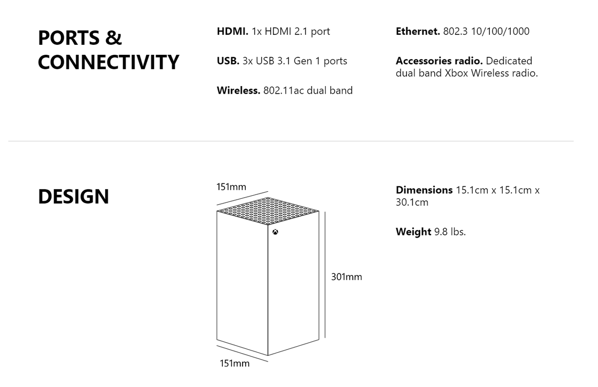 Discover the dimensions and weight of Xbox Series X and Series S on its official page