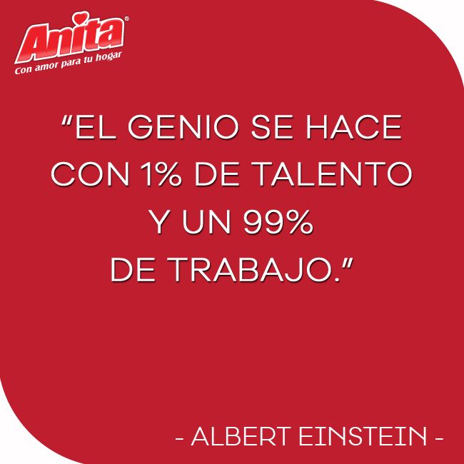 AnitaHogar's tweet photo. #LunesMotivacional "El genio se hace con 1% de talento y un 99% de trabajo." Albert Einstein.

#Anita #ProductosAnita #MondayMotivaton #MotivationMonday #frases #frasesmotivadoras #FelizLunes #AlbertEinstein #Einstein https://t.co/5ZeErGheWo