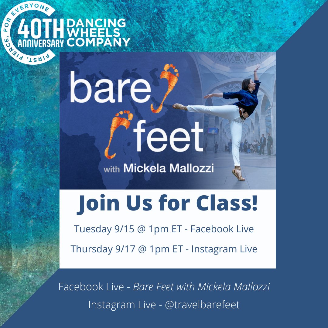 dancingwheels's tweet photo. Join us for #BareFeetLIVE with @TravelBareFeet on Facebook &amp; Instagram LIVE this Tuesday &amp; Thursday respectively! More info on our Facebook! @dancingwheels https://t.co/YcXzlLC3Oa