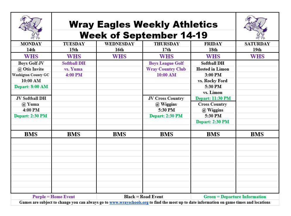 This Week at Wray Schools/ Esta Semana en Wray Schools